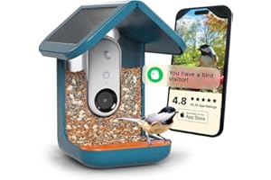 Bird Buddy Solar Smart Bird Feeder with Camera - Ai Bird Species Identification, 5Mp Photos, 2K Hd Video Live Stream Camera, Solar-Powered Charging, 2.8In Focus - Blue