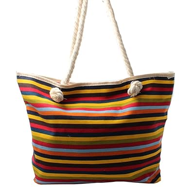 Womens Bright Multi Coloured Stripe Pattern Summer Beach