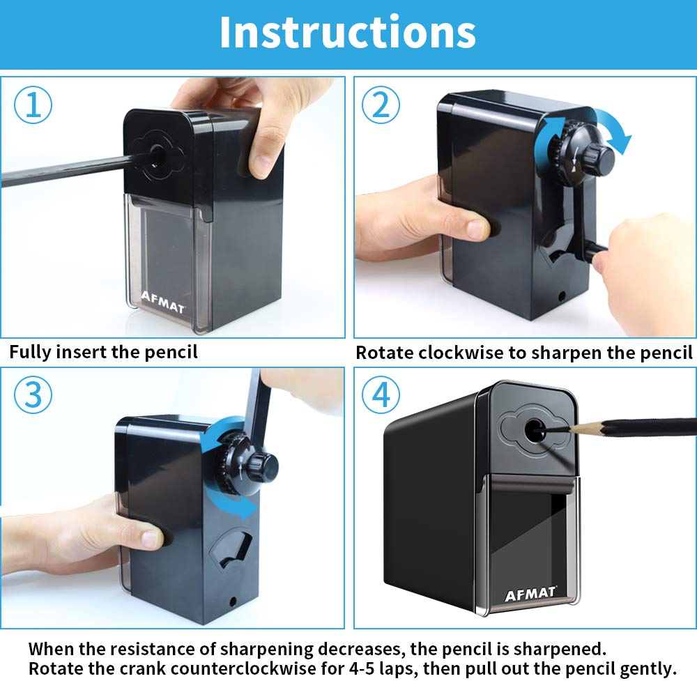 AFMAT Long Point Pencil Sharpener, 8-20mm Long Pencil Nibs, Self-Feed & Adjustable Pencil Sharpness, Artist Pencil Sharpener Manual for φ6-8.2mm Charcoal/Art/Drawing/Sketching/Colored Pencils