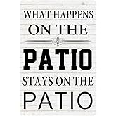 Patio Signs And Decor Outdoor Pool Tin Sign Funny Outdoor Pool Sign Pool Bar Backyard Signs Patio Signs For Outside What Happens On The Patio Stays On The Patio 12 X 8 Inch