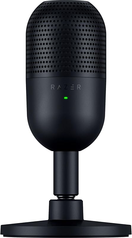 Seiren V3 Mini - Ultrakompaktes USB-Mikrofon (14mm Supernieren Kondensatormikrofon, Tap-to-Mute-Sensor mit LED-Anzeige, integrierter Stoßdämpfer, Plug-and-Play Design) Schwarz