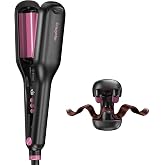 CrazyMar Wave Curling Iron, Hair Crimper for Women - 15s Fast Heat-Up, Smart Timer, Easy Clamp for Instant Beach Waves &amp; 24H Curls - Salon Styling for Beach, Work, Travel, 1inch (Black)