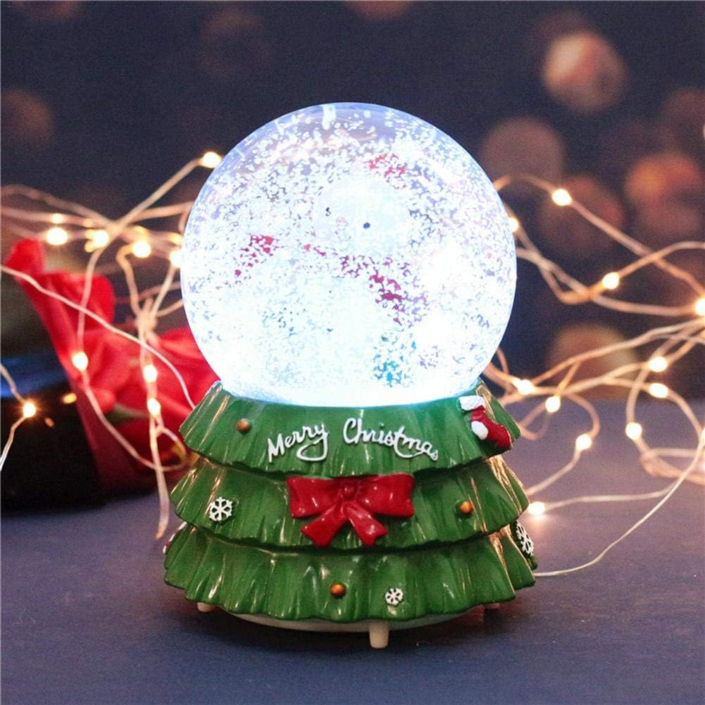 YakeHome Christmas Lighted Snow Globe Music Box Santa Environmental Claus Friendly Music Box For Children