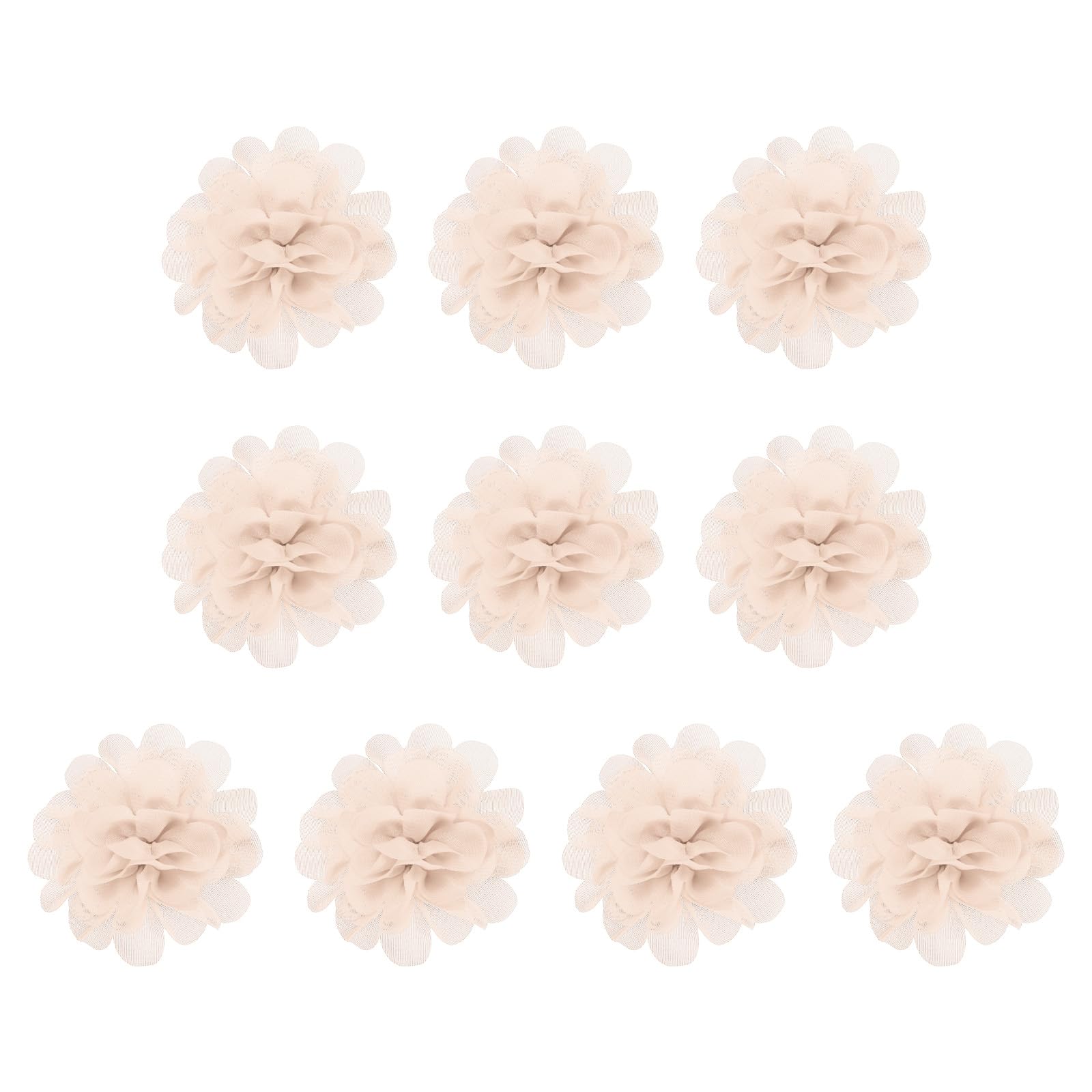 PATIKIL 2.8" Chiffon Flowers, 10 Pcs Mesh Fabric Flowers Sewing Fabric Appliques Headband Embellishments for DIY Craft Wedding Decor, Khaki