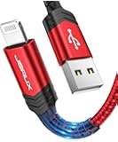 iPhone Charger Cable 6ft, JSAUX [Upgarded C89 Apple MFi Certified] Lightning Cable Nylon Braided USB Fast Charging Cord Compatible with iPhone 11 Xs Max X XR 8 7 6s 6 Plus SE 5 5s, iPad, iPod - Red