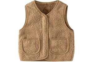 Yueary Toddler Baby Boys Sleeveless Button Down Fleece Vest Coat Fuzzy Sherpa Waistcoat Outerwear with Pockets