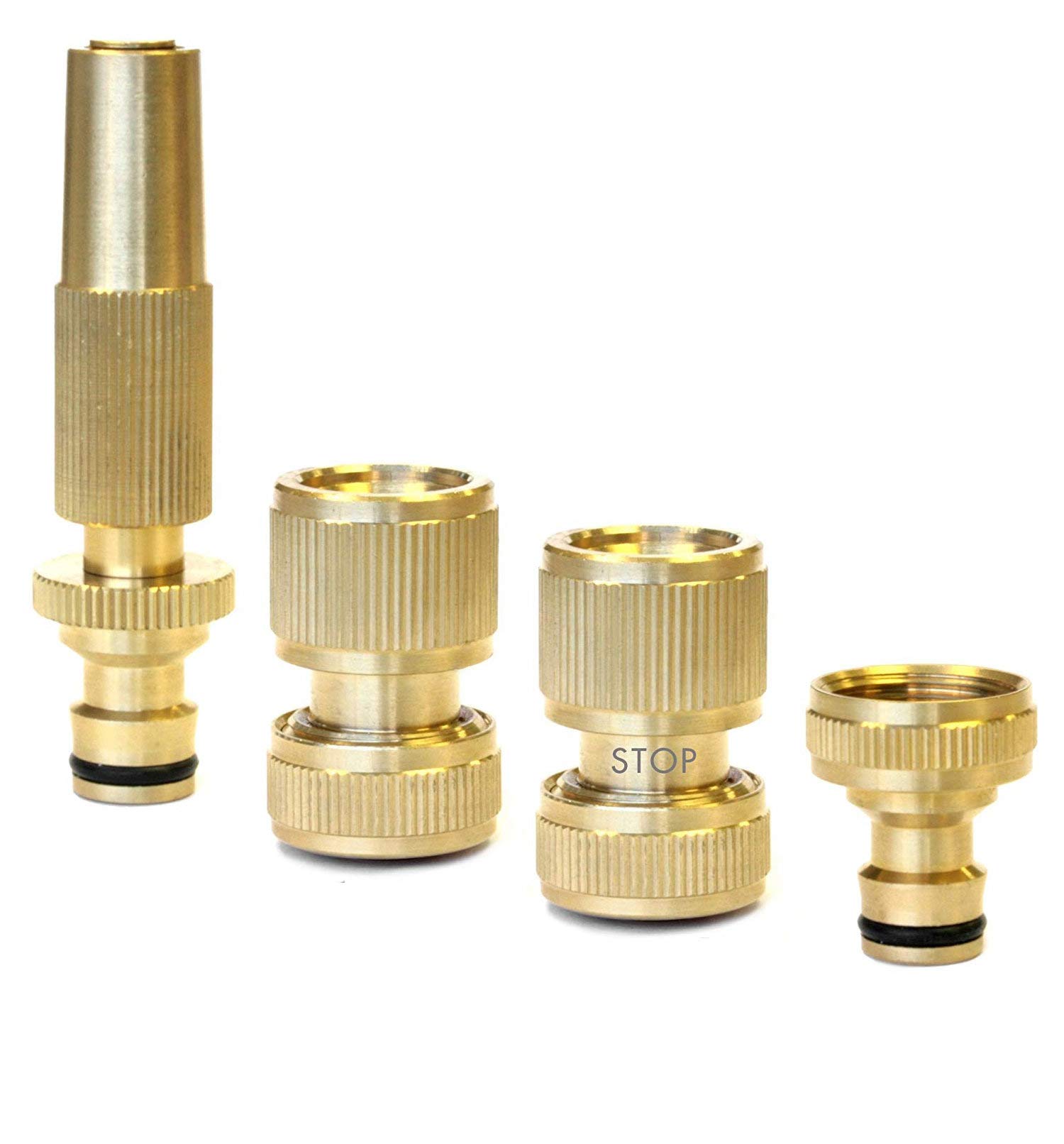 Aqua Control MSET04 Brass Irrigation Connection Set Metallic and Durable. Complete Set for 19mm Hose with 1/2" Tap Link, Gold