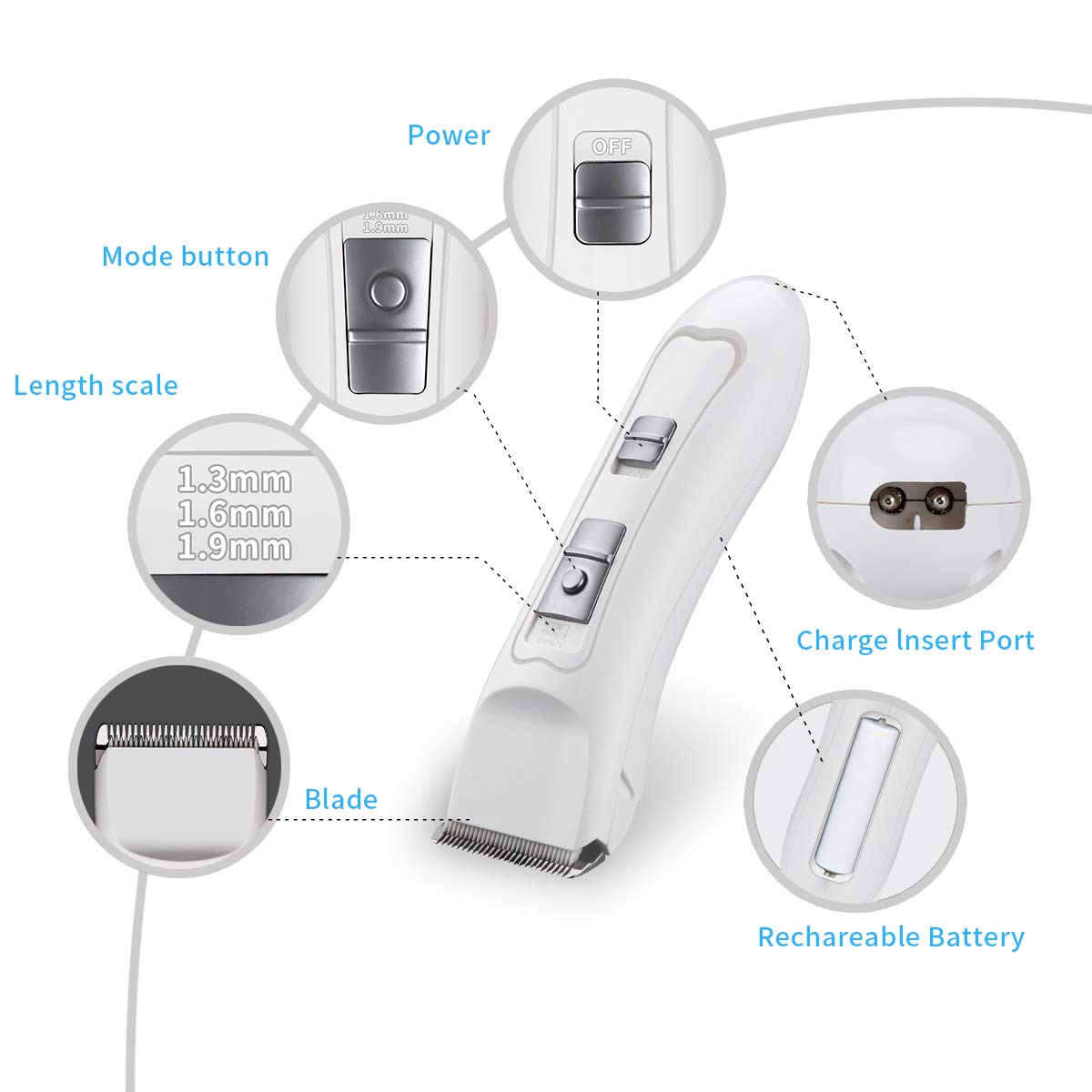 Anewgift Pet Hair Clipper Dogs Cats Cordless Professional Grooming Trimming Kit Set