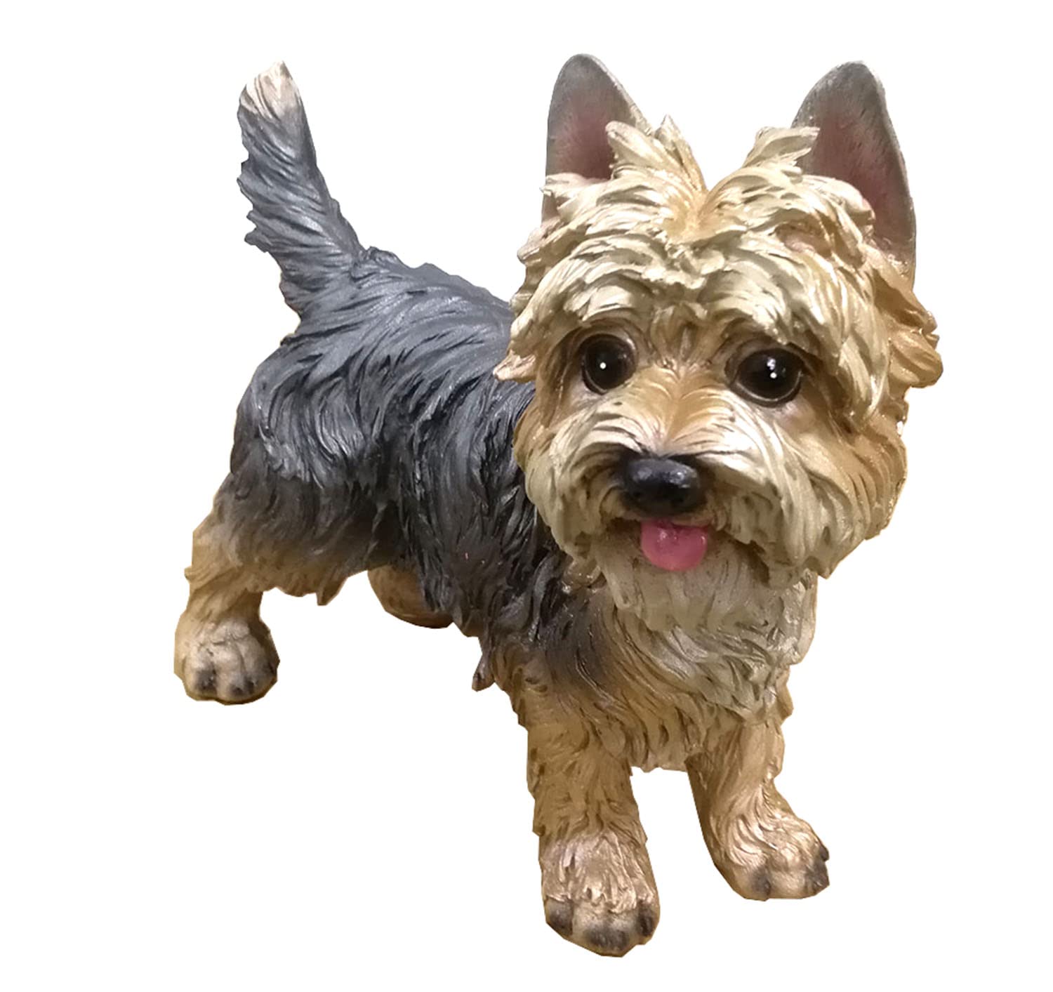 WANLIAN Hand-Painted Resin Yorkshire Terrier Statue, 7.87'' Realistic Dog Sculpture for Indoor/Outdoor Decor（Multicolor）