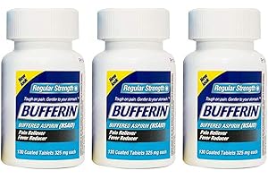 Bufferin Buffered Aspirin (NSAID) Coated Tablets Pain Reliever/Fever Reducer 130 ea (Pack of 3)