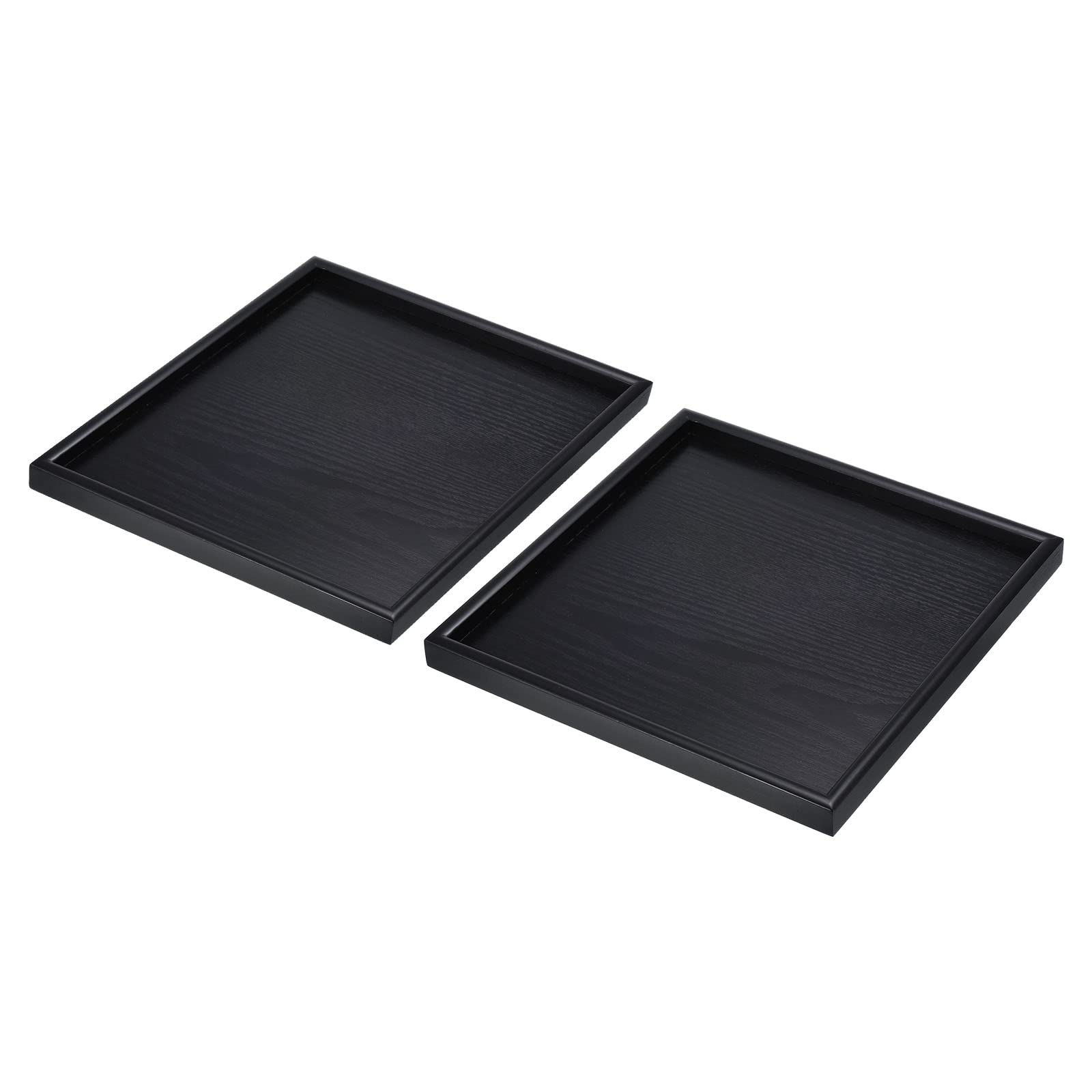 PATIKIL Wood Serving Tray 12 Inch, 2 Pack Square Decorative Platter for Home Decor Kitchen Table Candle Holder, Black