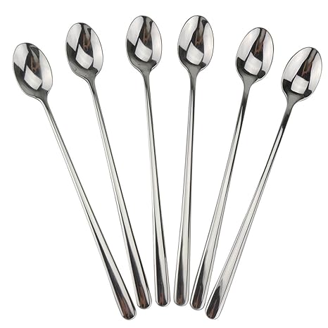 Long Handle Spoon 9 Inch Ice Tea Spoon Dealight Premium 18 8 Stainless Steel Iced Teaspoon For Mixing Cocktail Stirring Tea Coffee Milkshake
