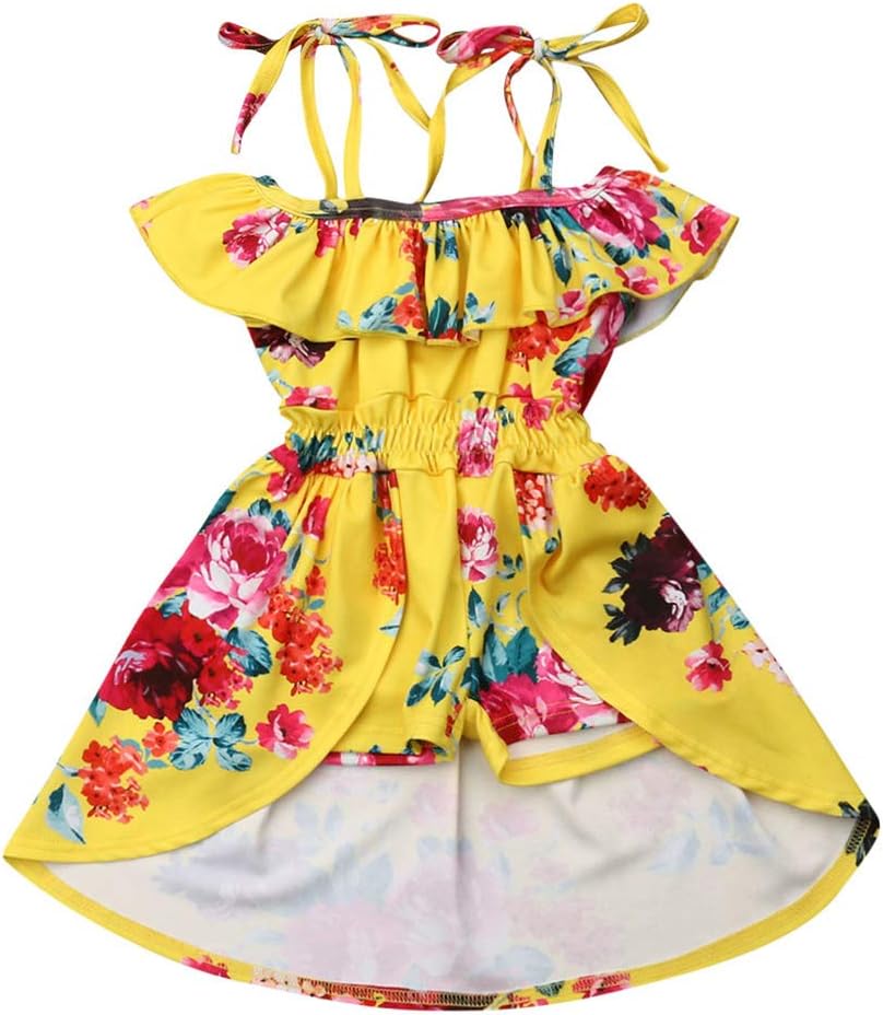 Princess Toddler Kids Baby Girls Off Shoulder Floral Dress Outfits Clothes 1-5 Yrs