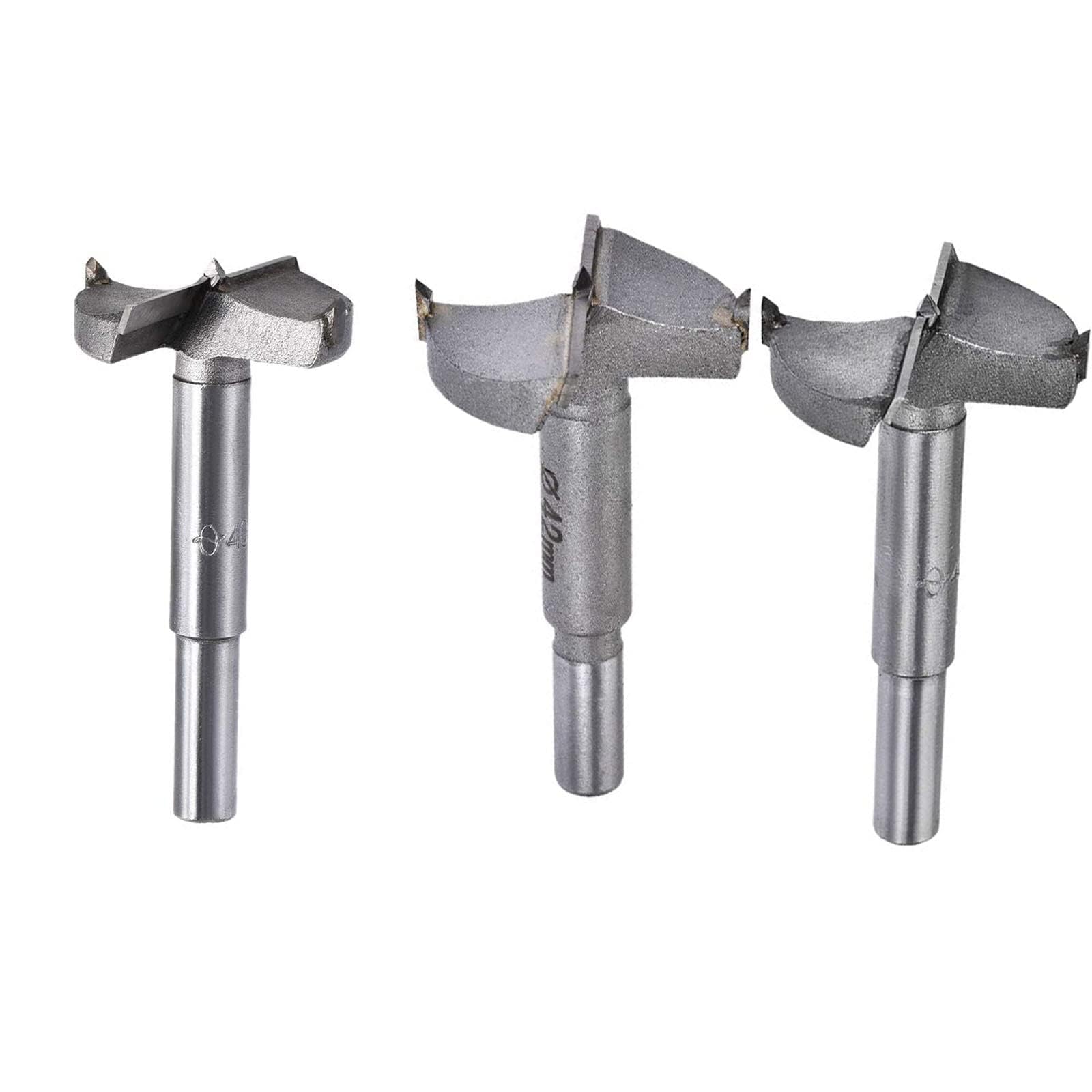 TOP-VIGOR 38mm 40mm 42mm Forstner Drill Bit Set, Tungsten Carbide Wood Auger Drill Bit Hole Saw Opener for Woodworking Hinge Hole Drilling Boring Bit Cutter 3in1 Set