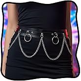 Urieo Punk Leather Waist Chain Belt O-ring Black Belly Chains Gothic Rave Body Jewelry for Women Fashion