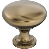 Amerock 1-1/4" Round Edona Burnished Brass Cabinet Knob | Durable Zinc drawer knob and cabinet hardware, ideal for kitchen cabinets, bathroom vanities, dressers, and furniture