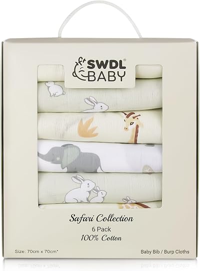 SWDL Baby Large Muslin Cloths 100% Cotton Squares 70x70 cm Pack of 6