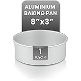 Restaurantware-Met Lux 8 x 3 Inch Straight-Sided Baking Tin, 1 Round Cake Pan - Oven-Ready, Freezable, Anodized Aluminum Round Baking Pan, Greaseproof, For Layer Birthday Cake