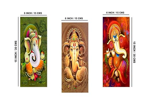 SAF Ganesha 6MM MDF Framed Set of 3 Digital Reprint 15 inch x 18 inch Painting () SAFJ10 SAFJ10