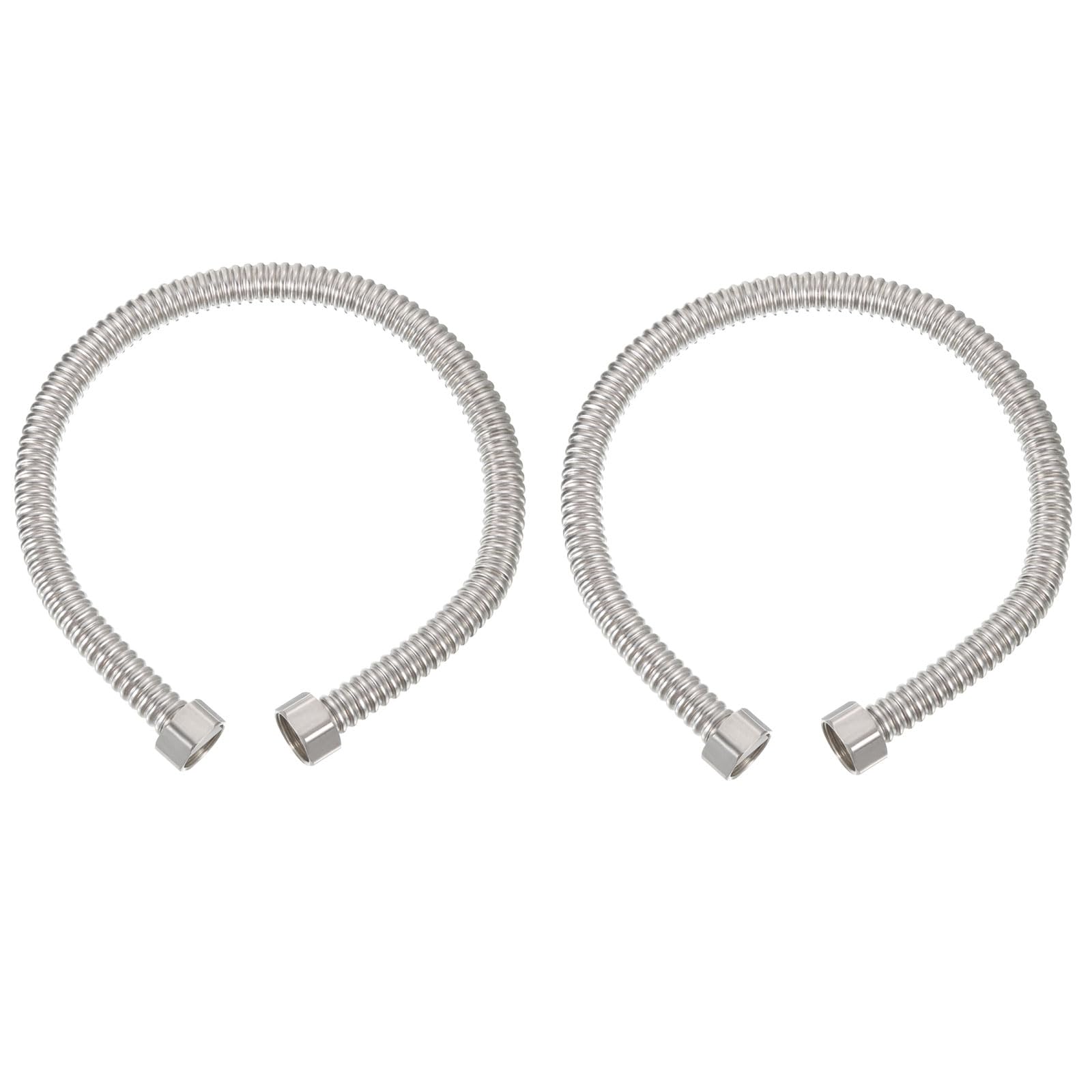 PATIKIL G1/2 x 19.68 Inch Flexible Stainless Steel Water Heater Hose, 2 Pack Durable Corrugated Water Heater Connector Hose for Water Pipes Fitting