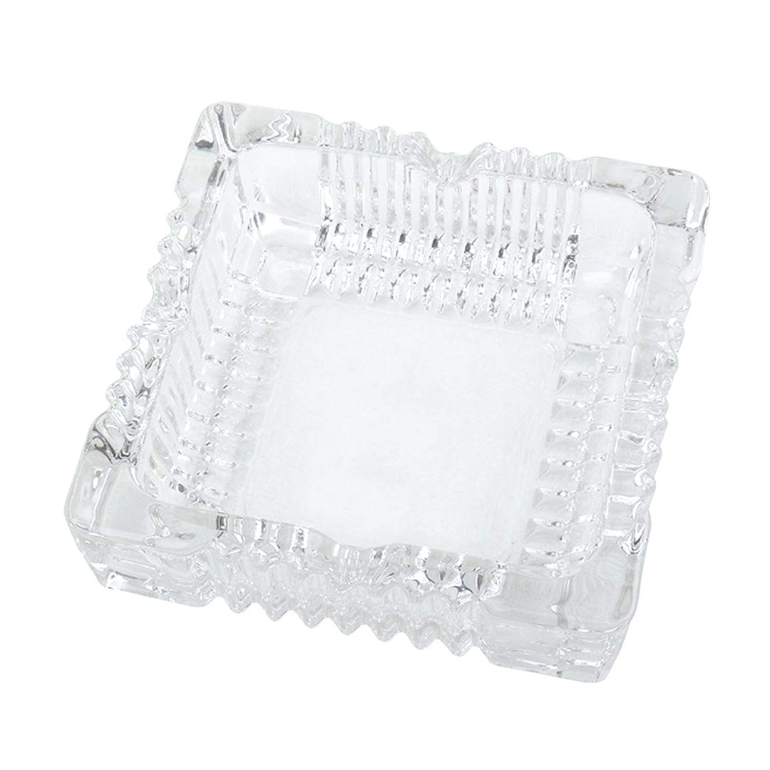 Kepfire Square Transparent Crystal Glass Ashtray European Living Room Office Bar Indoor Restaurant Decoration Cigar Ashtray Men Gift