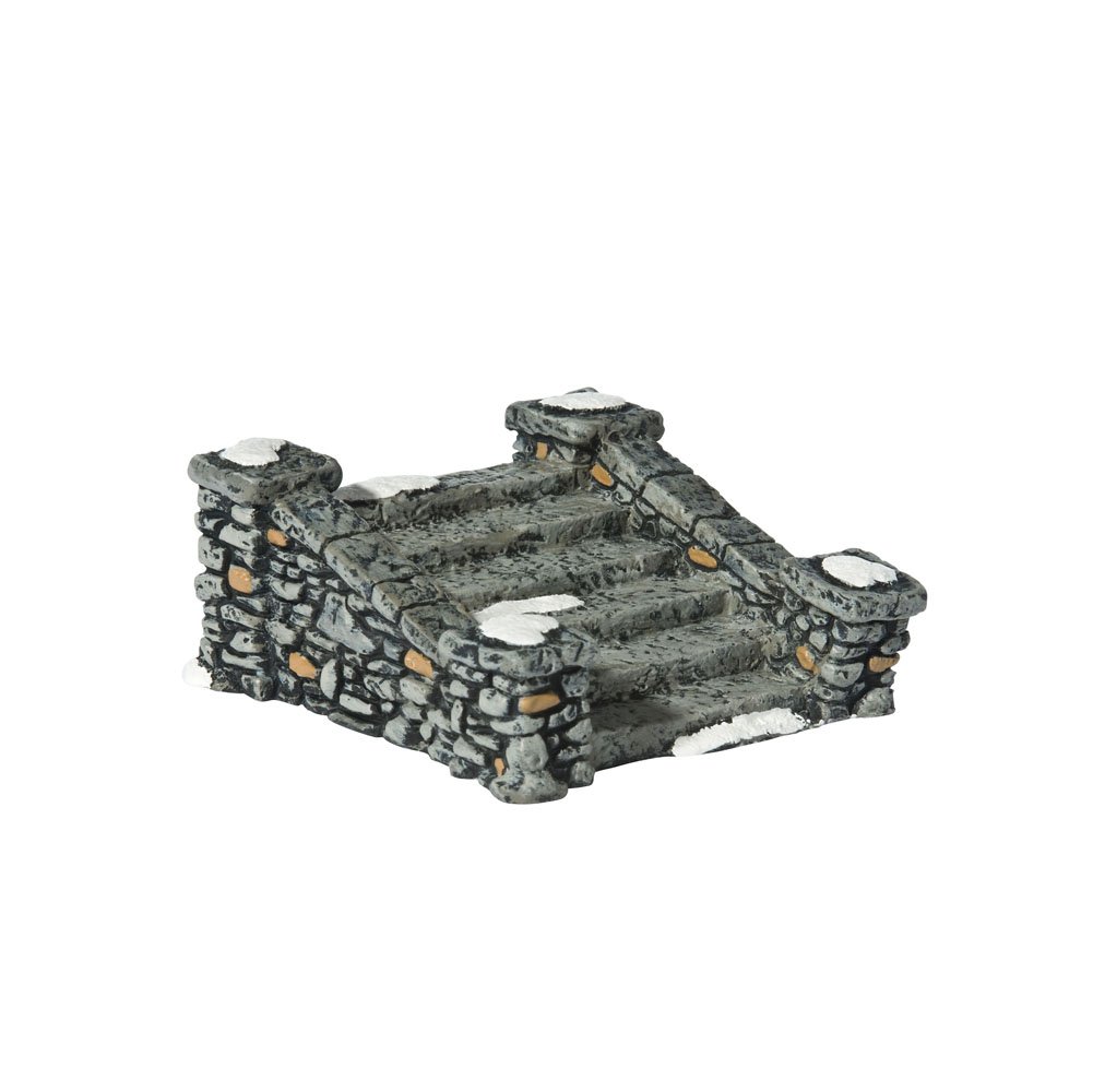 Department 56 Village Limestone Steps Accessory, Gray, White, 8.4 x 3.6 x 8.4 cm