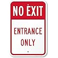 SmartSign 18 x 12 inch “No Exit - Entrance Only” Metal Sign, Screen Printed, 63 mil Laminated Rustproof Aluminum, Red and White, Made in USA