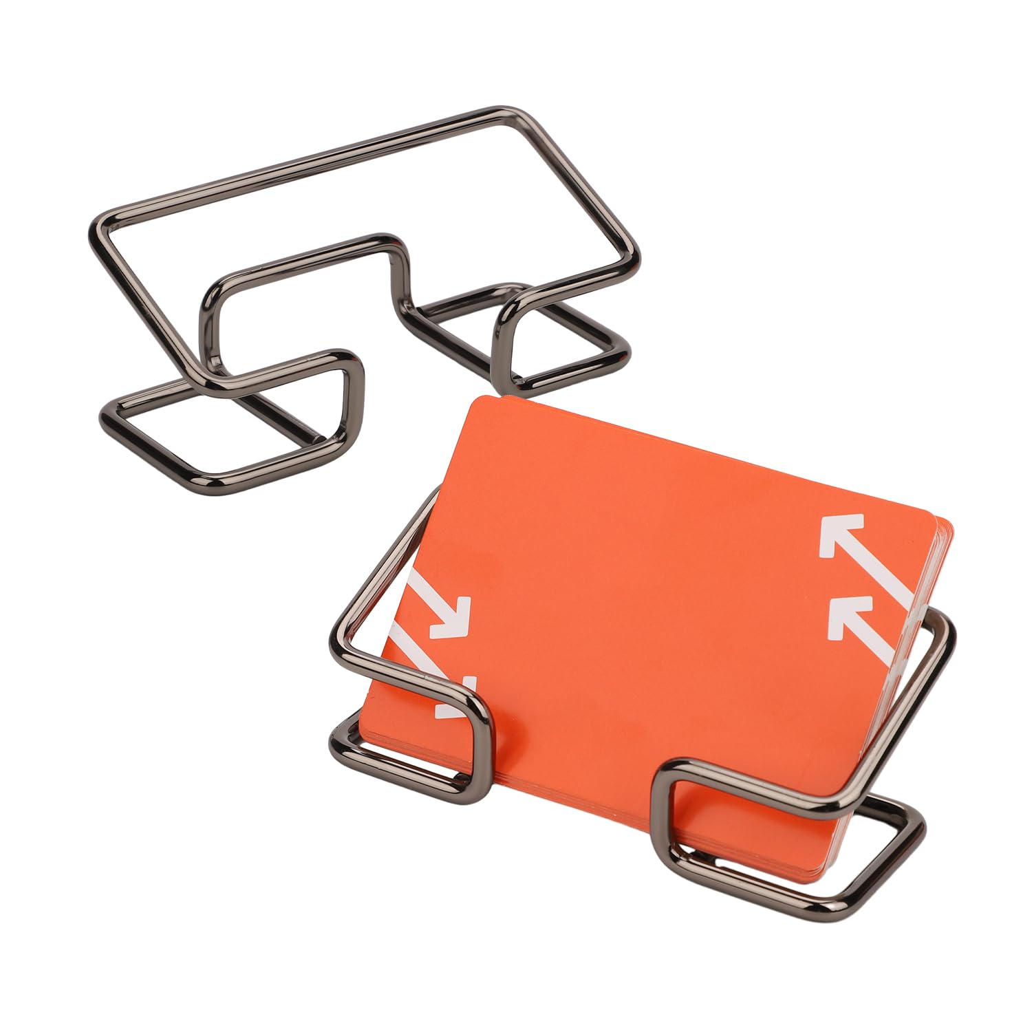 2pcs Business Card Holder for Desk, Black Metal Business Card Holder Stand Display Name Card Tag Badge Organizer Storage Rack for Office&Home, Exhibition, Desktop Countertop, Fits 50 Business Cards