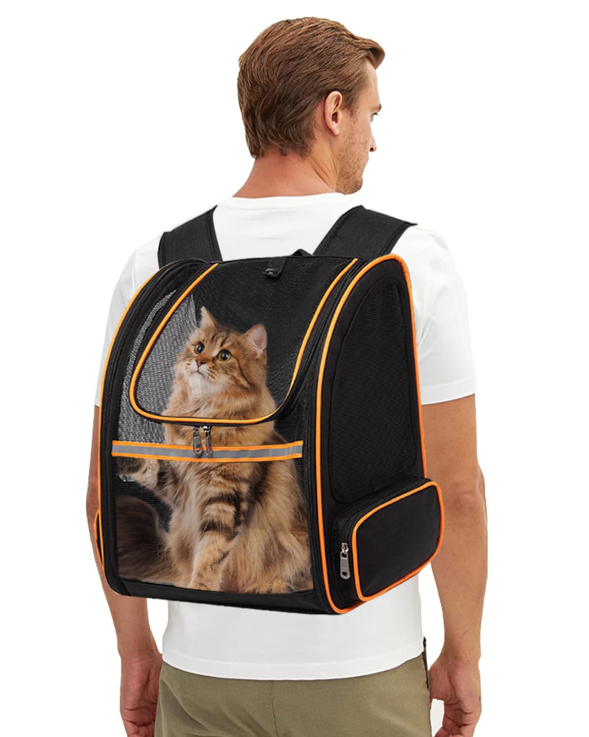 PETCUTE Cat Carrier Dog Backpack Expandable Pet Carrier Backpack Portable dog body carrier Breathable Cat Rucksack Mesh Window Reflective Strips Design For Carrying Puppy Dogs Cats Up to 3,5KG