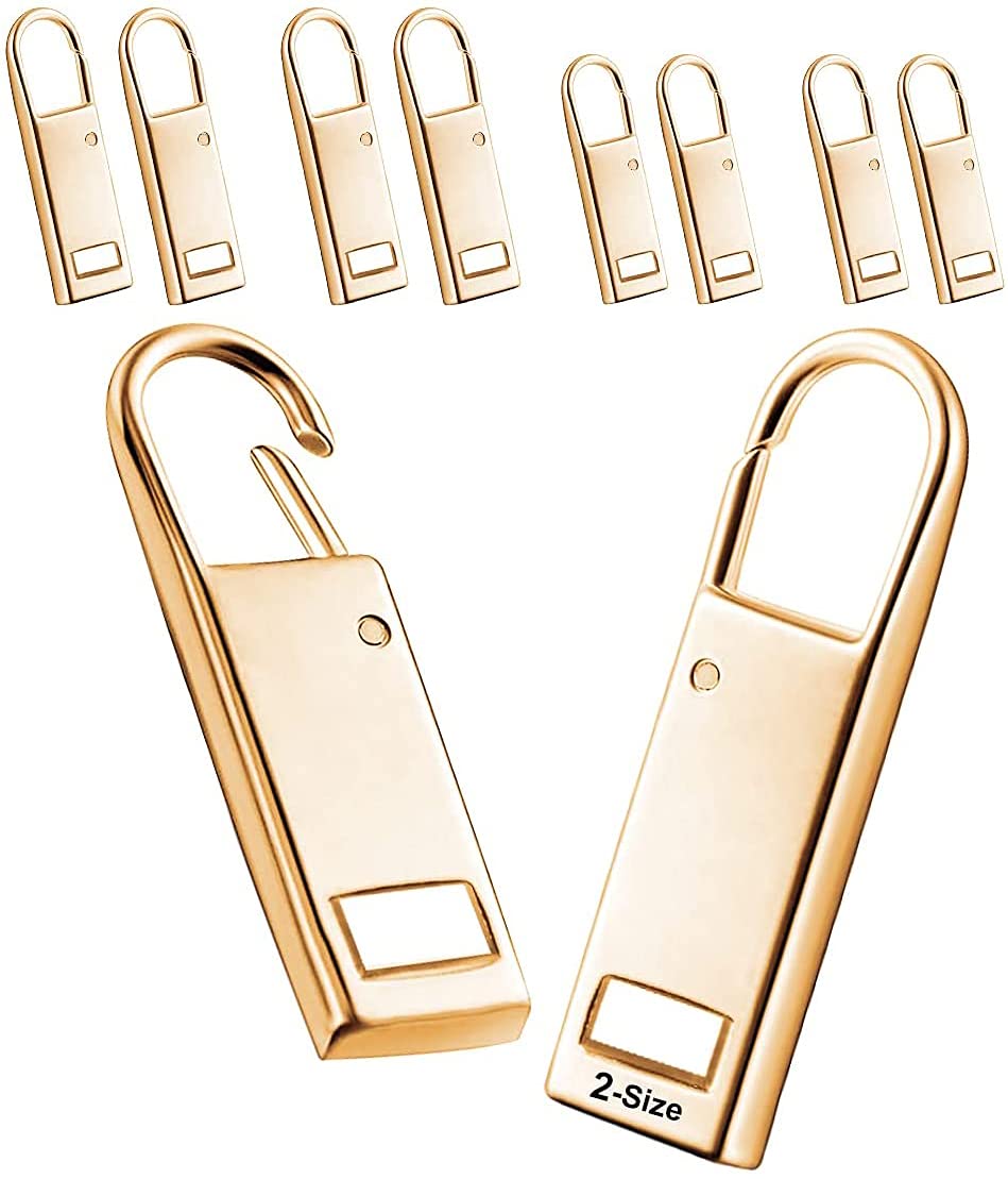 Metal Zipper Handle Replacement for Shoes, Luggage, Suitcase, Bag, Jacket - 8PCS Repair Tabs (Gold)