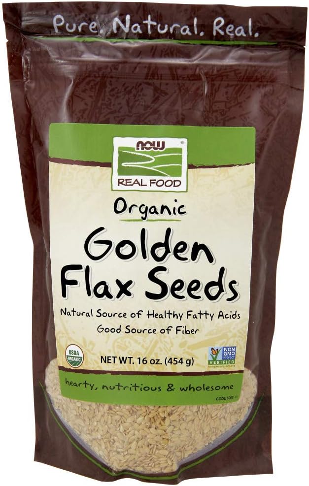 [海外直送品] ナウフーズ　 Certified Organic Golden Flax Seeds 16 ozs Bag (Pack of 2)