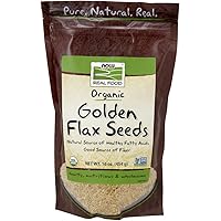 NOW Foods Certified Organic Golden Flax Seeds, 16-Ounce (Pack of 2)