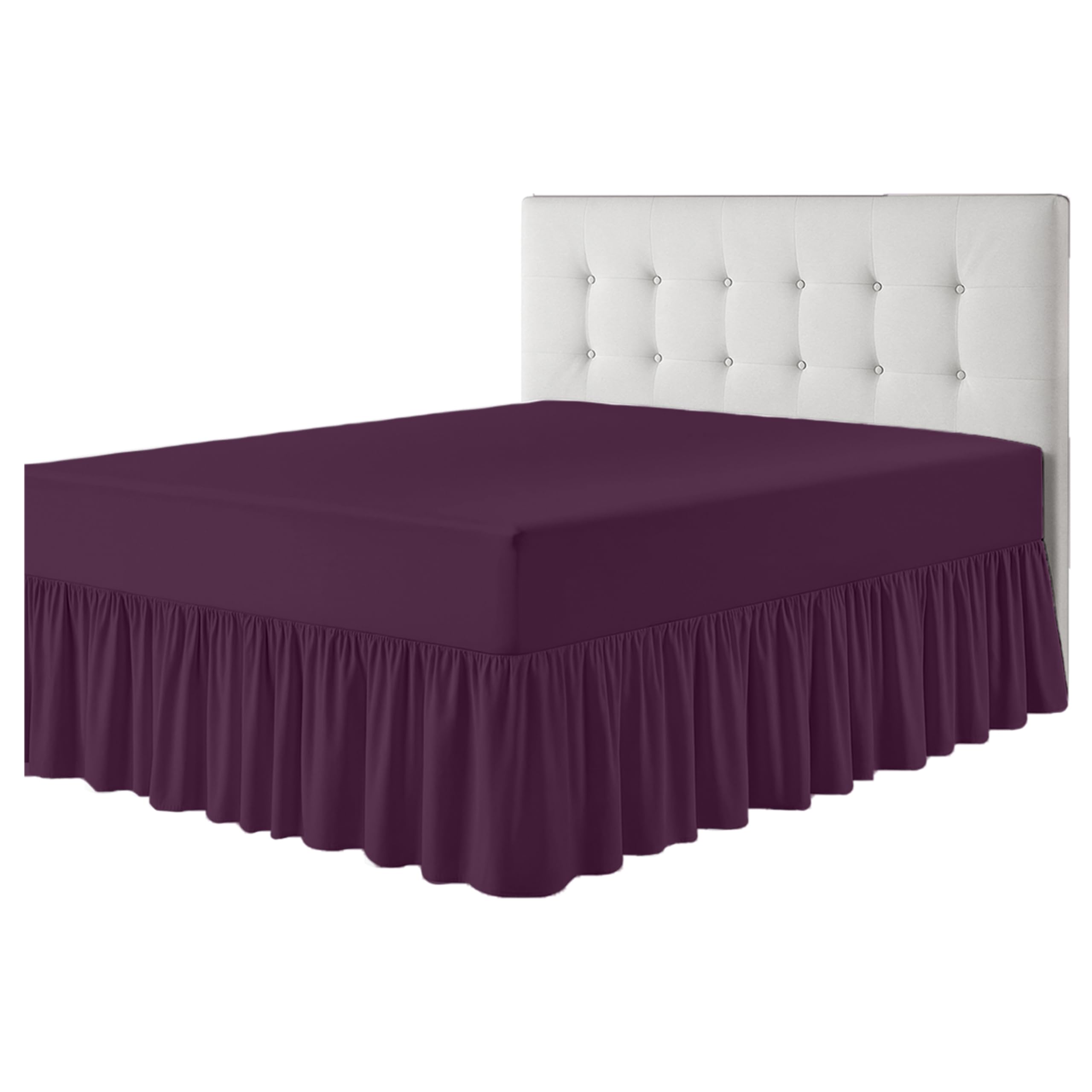 Rohi Deep Fitted Valance Sheet King Size Bed - Easy Care Plain Dyed Valance Fitted Sheet with 30cm Deep Frill - Hypoallergenic - Fit over Mattress (King, Plum) โ image 1