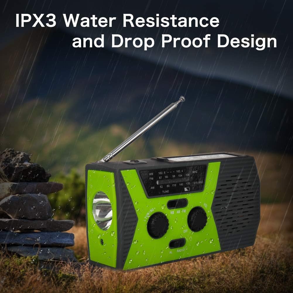 2020 Upgraded Emergency Solar Hand Crank Radio, RegeMoudal Hand Crank AM/FM/NOAA Weather Radio with Flashlight, Reading Lamp, 2000mAh Power Bank,USB Cell Phone Charger and SOS Alarm: Home Audio & Theater