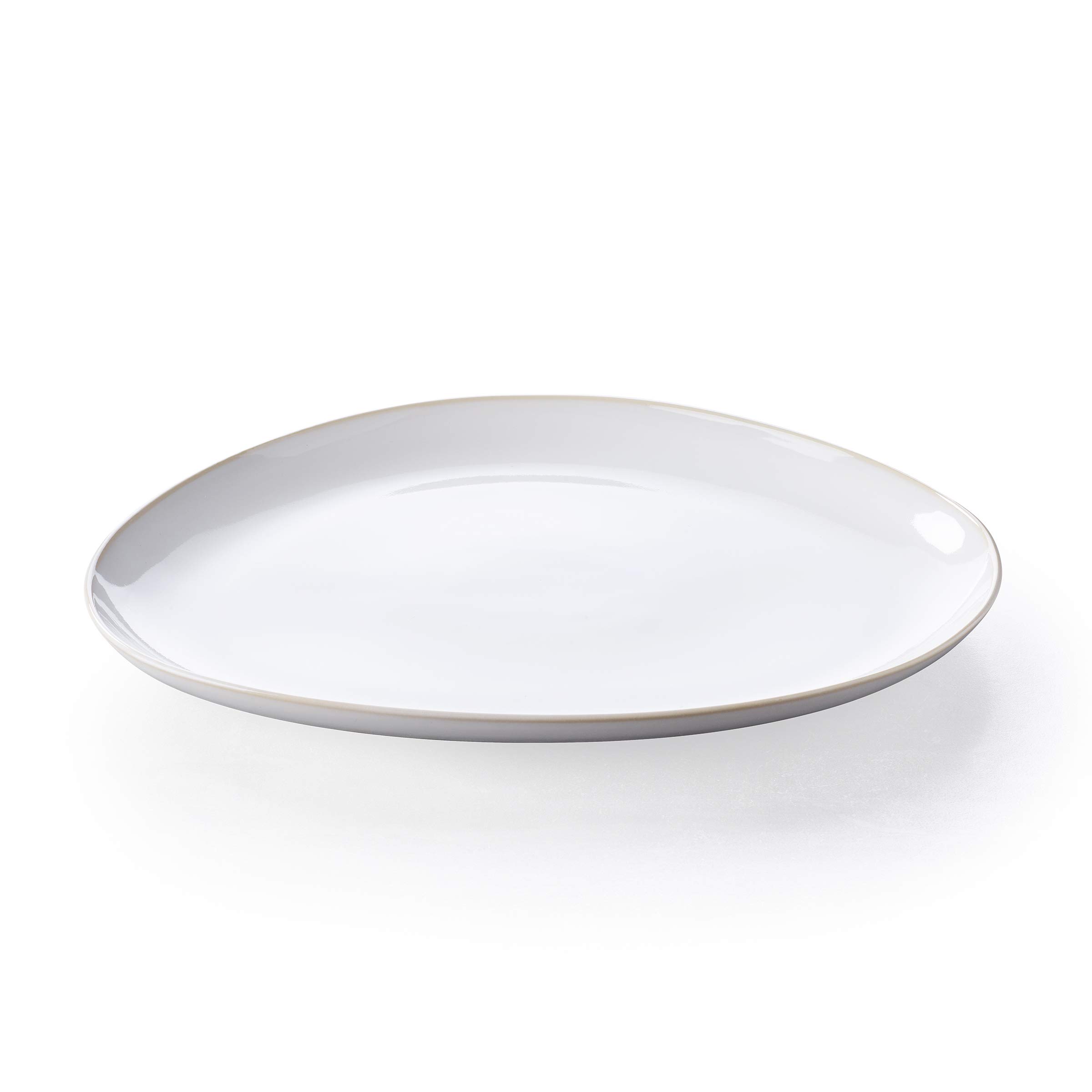 Photo 1 of Keltum Cotton White Glazed Stoneware Serving Plate, 15"