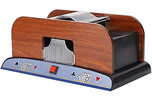 BHDD Card Shufflers, Durable and Reliable Wood Electric Card Shuffler Quiet Automatic Battery Powered Playing Card Shuffler Machine, with Easy to Use, for Family Poker Games, 2 Deck Poker