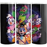 Freddy’s Night Shift-Double Wall Skinny Tumbler with Straw and Lid, Insulated Cup Stainless Steel Slim Travel Tumbler for Women and Men 20oz (style 5)