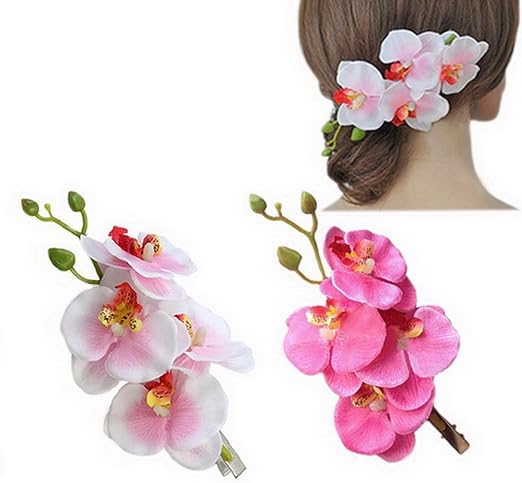 Amazon Com Dreamlily Hawaiian Orchid Flower Hair Clips For
