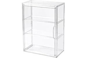 UNI HIMO 3 Tier Display Case for Collectibles,Clear Display Box with 2 Movable Plates ,Storage Container with Magnetic Door (Large 1 Pack)