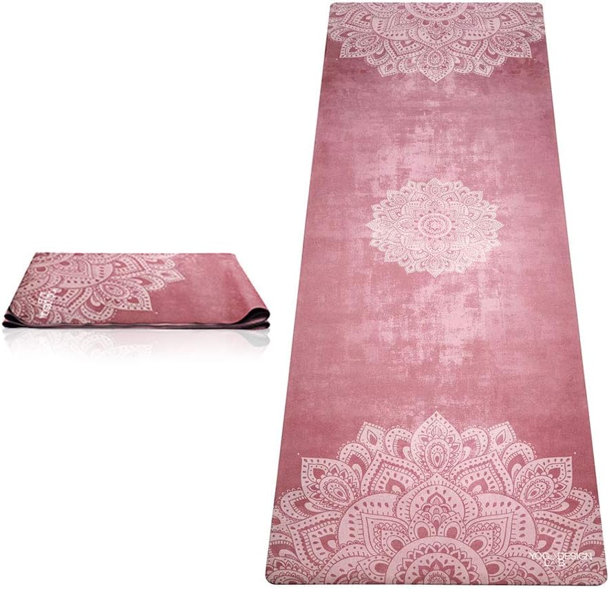 YOGA DESIGN LAB | The Travel Yoga Mat | 2-in-1 Mat+Towel | Lightweight, Foldable, Eco Luxury | Ideal for Hot Yoga, Bikram, Pilates, Barre, Sweat | 1mm Thick | Includes Carrying Strap!