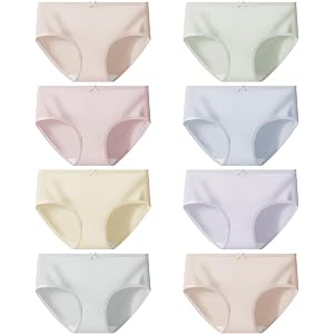 WAIBIBABO Teen Girls Underwear Soft Cotton Panties Solid Color Briefs Pack of 8