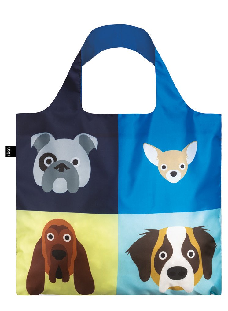 LOQI Artist Stephen Cheetham Dogs Canvas & Beach Tote Bag, 50 cm, 20 L, Multicolour