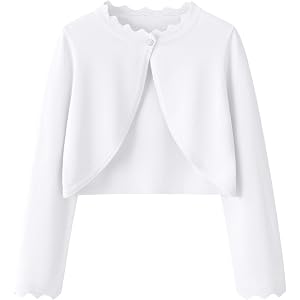 Yekaty Girls Cardigan Long Sleeve Knit Button Sweater Cropped Bolero Shrug