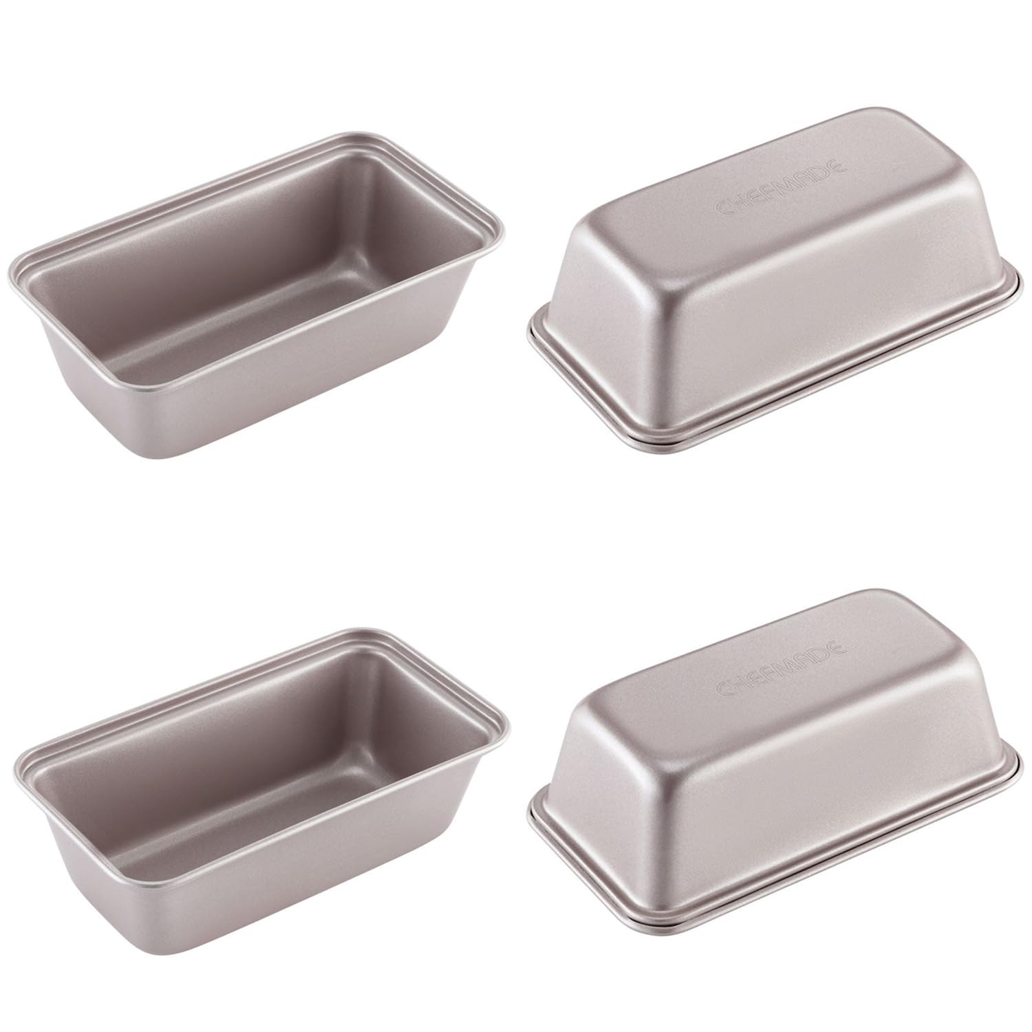 FUNREADER Nonstick Mini Loaf Tins for Baking Bread, 6 Inch Carbon Steel Baking Molds for Rectangular Bread and Meat Bakeware, Set of 4 Mini Cake Pan for Cake, Meatloaf, Banana
