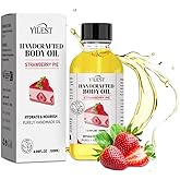 Strawberry Body Oil, Glass Bottle Natural Fragrance Moisturizing Essential Body Juice Oil for Women Dry Skin