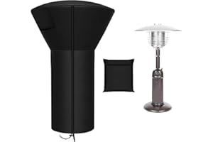 SIRUITON Tabletop Heater Cover Waterproof with Zipper Water-Resistant 22 Inch Round Stand-Up Table Top Patio Heater Cover 420D Black