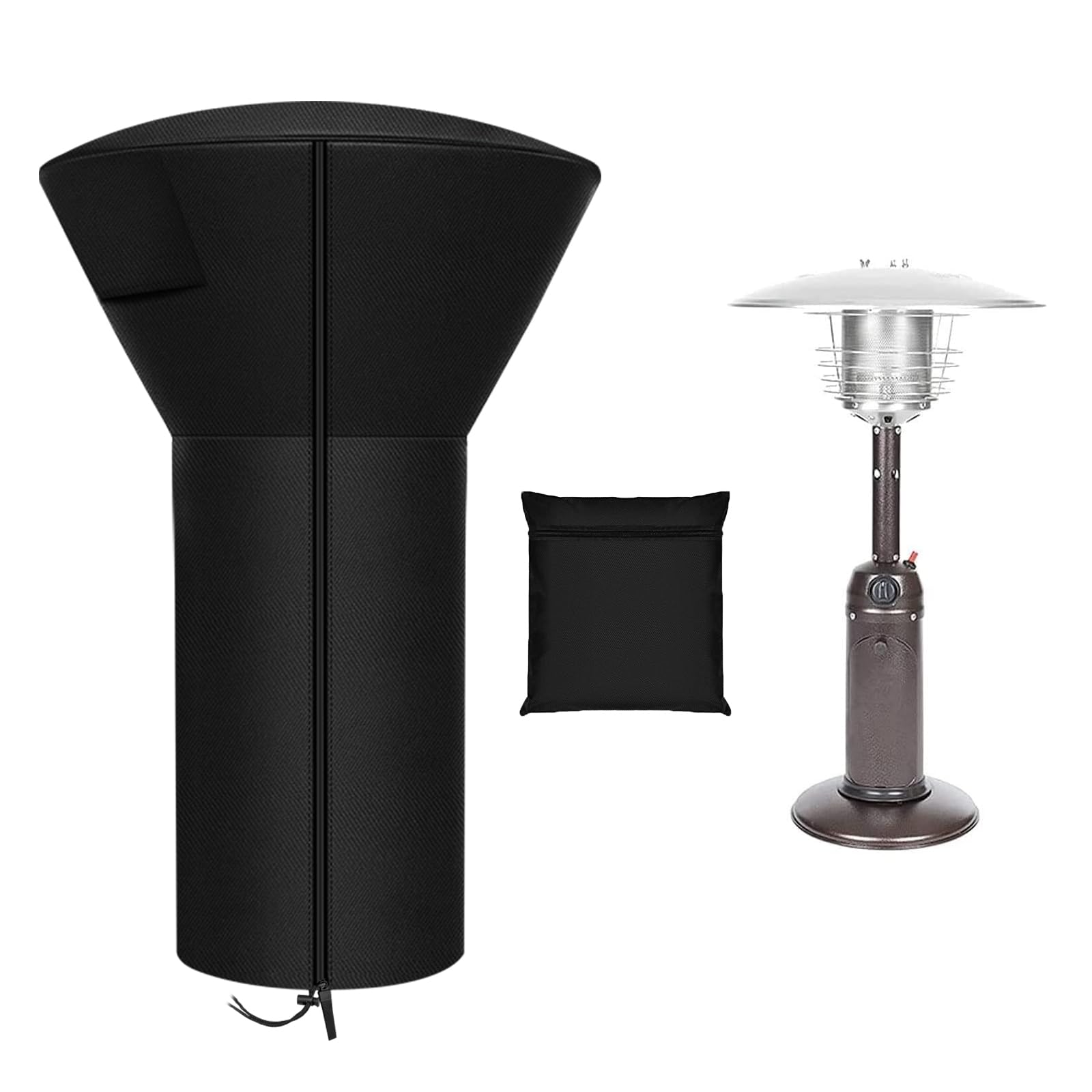 Photo 1 of SIRUITON Tabletop Heater Cover Waterproof with Zipper Water-Resistant 22 Inch Round Stand-Up Table Top Patio Heater Cover 420D Black