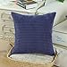 CaliTime Cozy Throw Pillow Cover Case for Couch Sofa Bed Comfortable Supersoft Corduroy Corn Striped Both Sides 18 X 18 Inches Navy Blue
