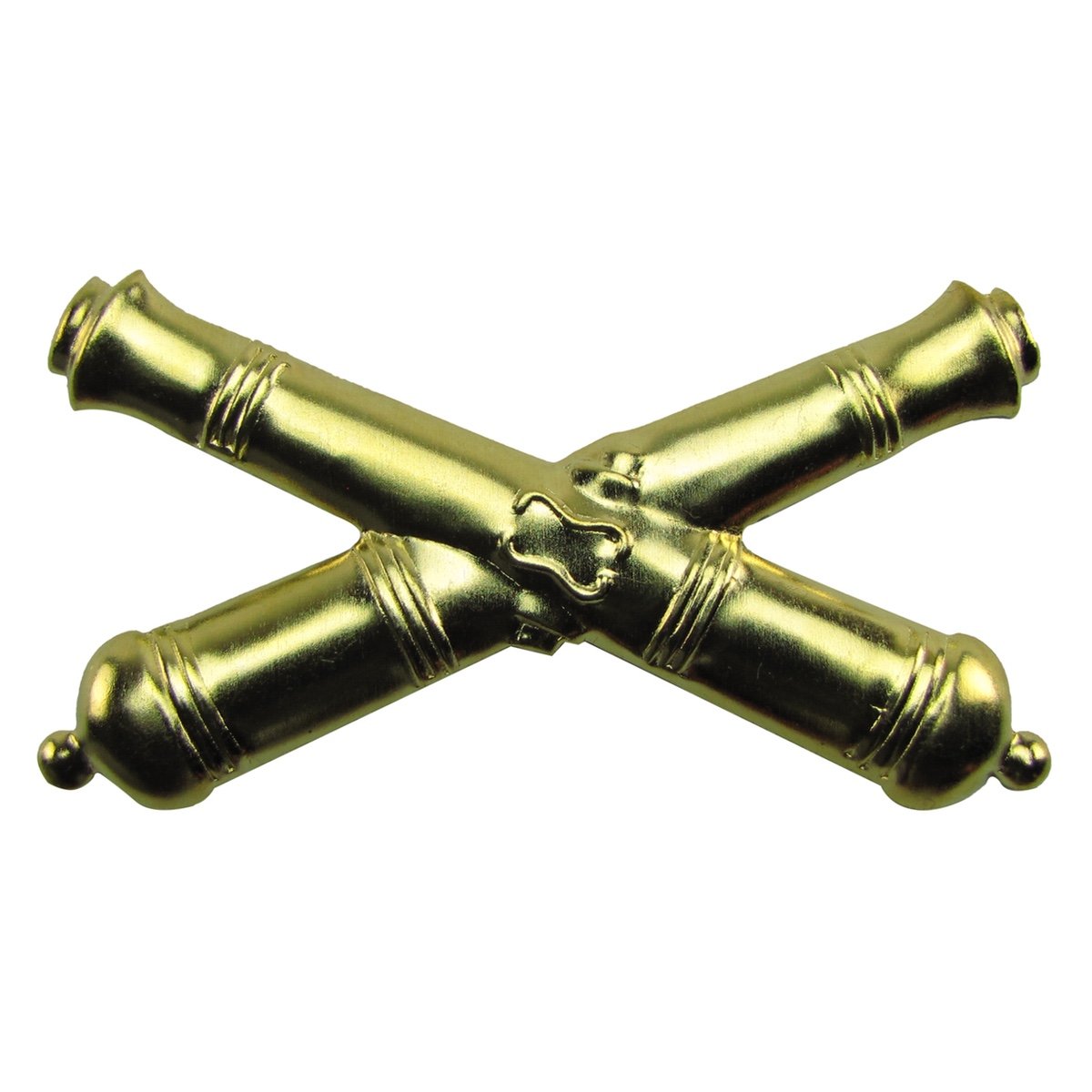 TreasureGurus US Civil War Kepi Hat Badge Stamped Brass Crossed Cannon Uniform Insignia Pin