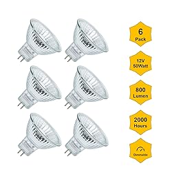 Phoenimax 6PCs MR16 12V 50W 800LM Halogen Bulb